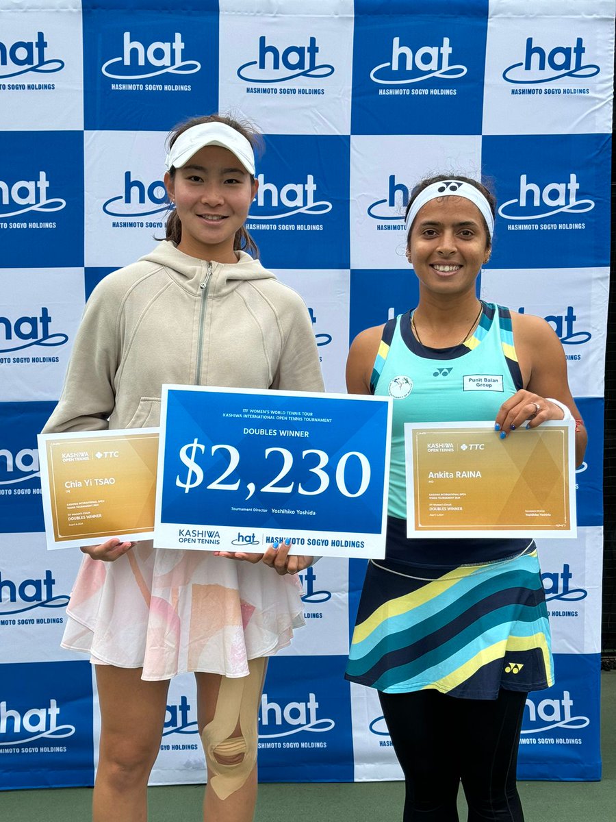 ankita_champ's tweet photo. Another amazing week of tennis in Japan and this time I bring home the title 💪🏆

I had fun playing with you Tsao Chia-yi and we did great, pairing for the first time, hope to share the court with you again 🙌 https://t.co/t16SxEwXHv