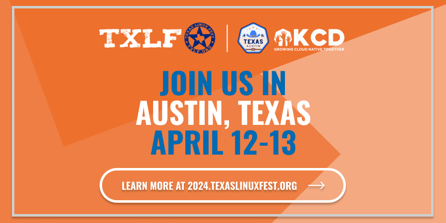 Get ready to wrangle some code and lasso in some knowledge as we rustle up the best of #OpenSource at #TXLF and @KCDTexas! 🤠🌵 We are LESS THAN ONE WEEK, so grab your boots and mosey on down to ATX! 2024.texaslinuxfest.org/pricing/