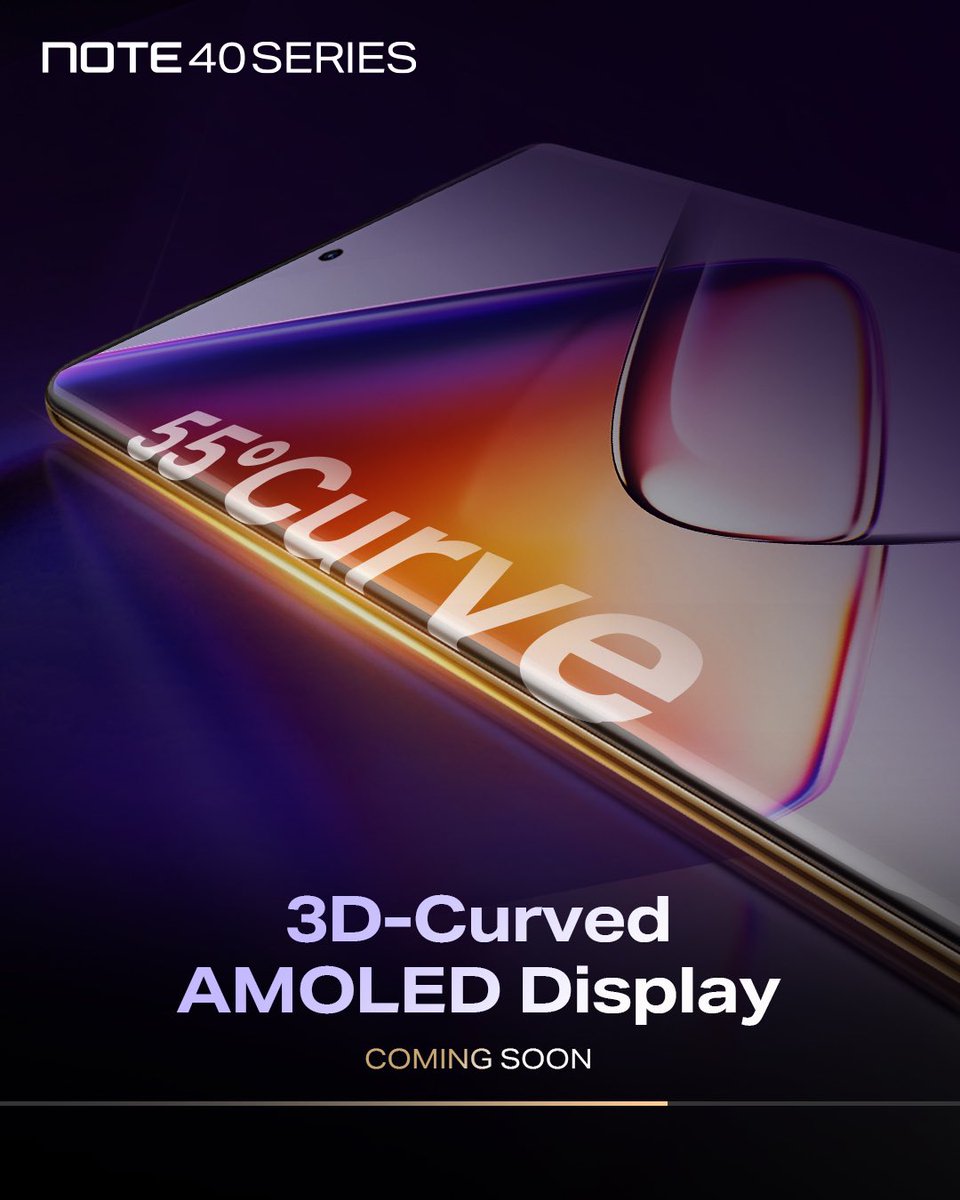 Get ready to immerse yourself in brilliance with a stunning 3D curved AMOLED display. Coming soon... 😎⏳ #Note40Series #70WFastCharge