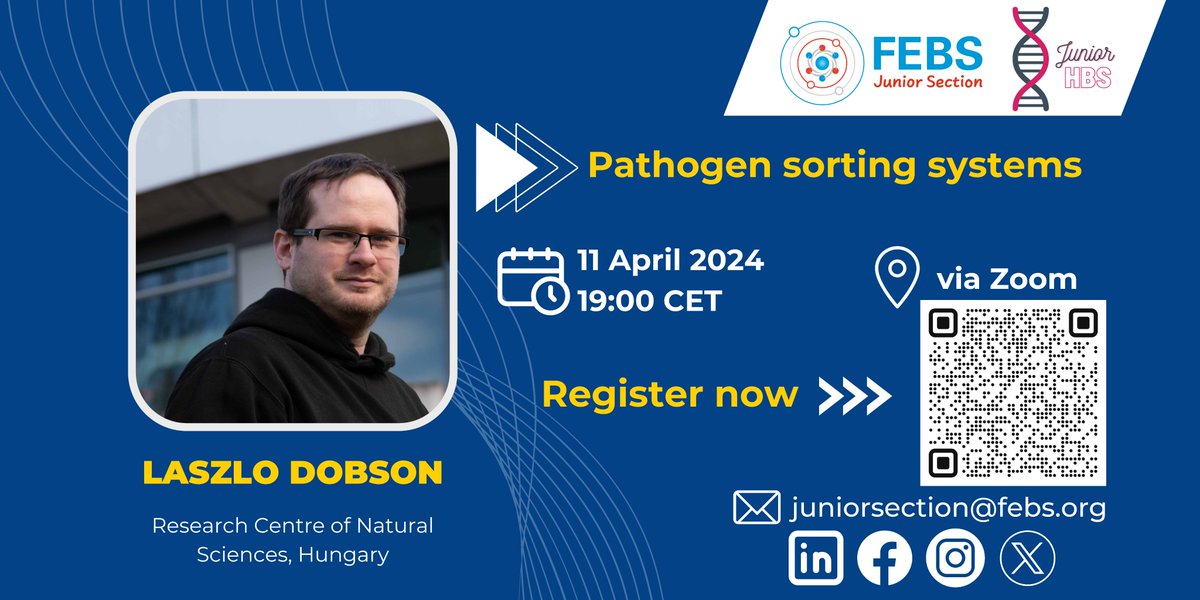 FEBS_JS's tweet photo. 📌Pathogen sorting systems
🎙️László Dobson, HUN-REN Research Centre for Natural Sciences, Hungary
🗓️11.4. 2024, 7pm CET

🔗https://t.co/xCp6jX6VWL

#FEBS_JS #YoungFEBS #FEBSJuniorSection #onlinetalk #talkseries, #HBSJuniorSection, #Biochemistry #Biology #Chemistry #Lifesciences https://t.co/731ssWzWO3