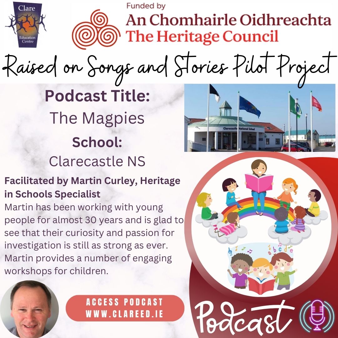 Uncover the magic of our cultural heritage with our Raised on Songs & Stories Project, supported by #HeritageCouncil. Thanks to John Lillis for his hugely creative input through the BLAST initiative. 🎙️The Magpies 🏫@ClarecastleNat1 👂 drive.google.com/file/d/1MGrKeI… @HeritageHubIRE