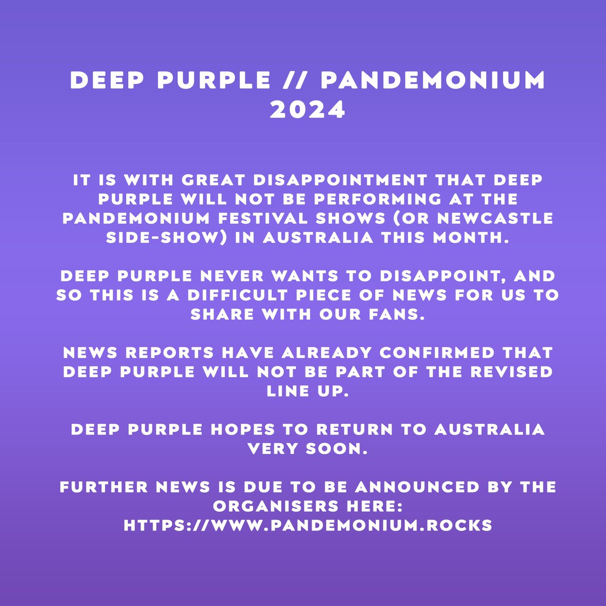 _DeepPurple's tweet photo. DEEP PURPLE // PANDEMONIUM 2024 https://t.co/S65ydjkiZK