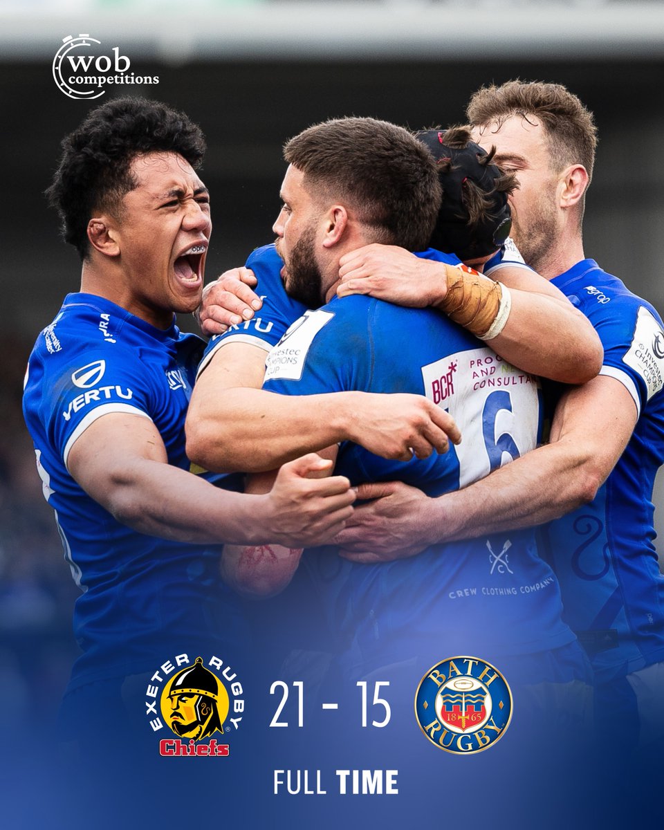 ExeterChiefs's tweet photo. WE'VE DONE IT!!!!!!!!!

⚔️ 21 - 15 🛁

🤝In association with our friends WOB Competitions.

#JointheJourney | #EXEvBAT https://t.co/xA1jpuBGsR