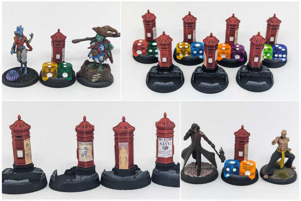 Found these amazing 'ballots' markers on thingiverse. Fell in love immediately so had to print them. Got the posters  off AWP on Facebook and then googled the original post box this is based off to print a 'collection' sign 4mm high. #malifaux #PlayWyrd #Warmongers #WePaintMinis