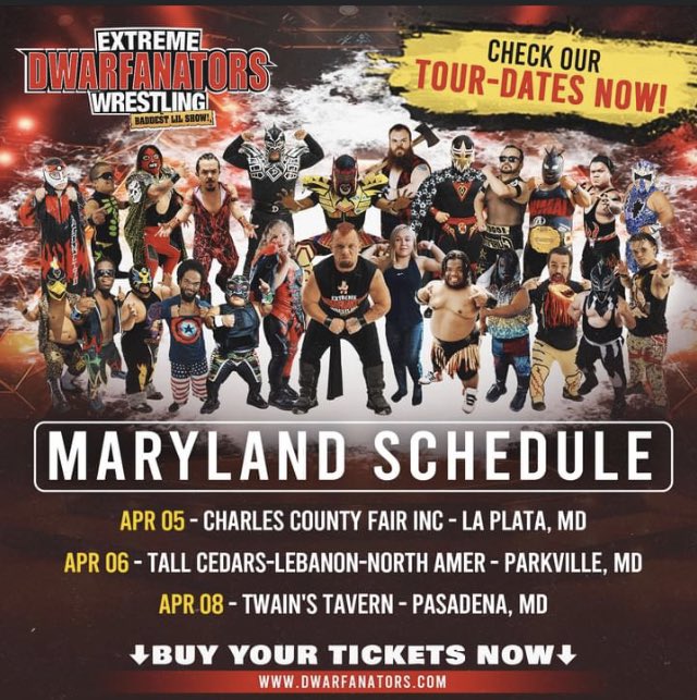 MARYLAND!!!!! Whether you're a seasoned wrestling fan or a newcomer to the world of dwarf wrestling, we guarantee an evening of entertainment that will leave a lasting impression! #dwarfanators #wrestling #dwarfwrestling dwarfanators.com
