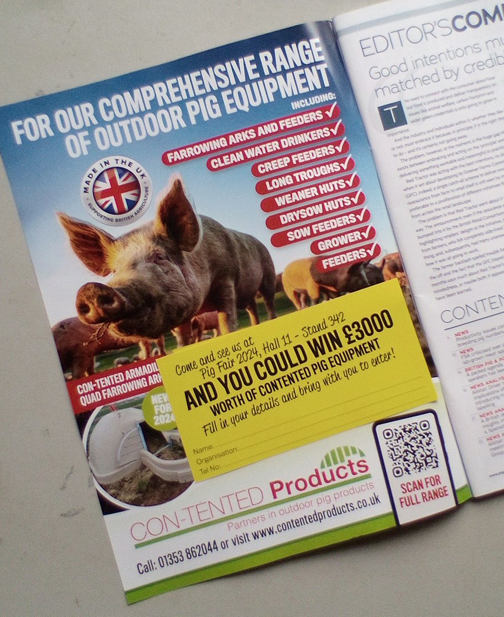 Our countdown to next month's @PigPoultry Fair 2024 has begun. Look out for your free prize draw ticket in @pigworldmag & make sure you come along to see us in Hall 11 We have BIG new products & collaborative industry projects to unveil 🇬🇧🐷🚜 @AHDB_Pork @NatPigAssoc @NFUtweets