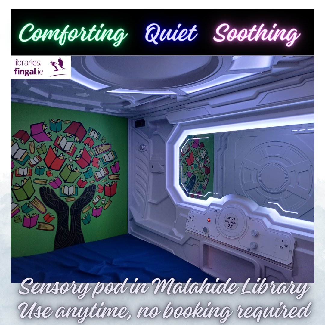 fingallibraries's tweet image. We’d like to welcome you to use Malahide Library’s Sensory Pod. Enjoy this calm, sensory-friendly space. Free to use and no booking required.