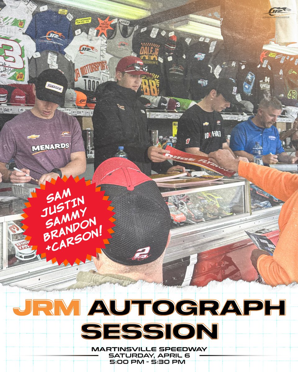 How about a lil’ autograph session?

We’ll see you tonight at the merch hauler in the Fan Zone with all five of our JRM drivers. 🫡