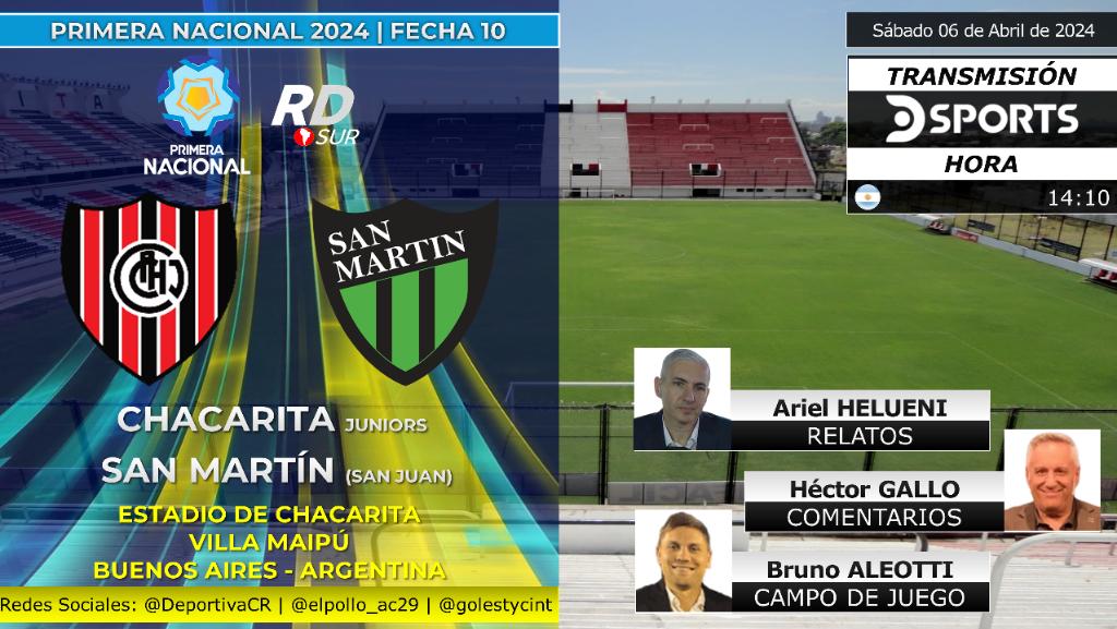 #PrimeraNacional 2024 🇦🇷
#Chacarita vs #SanMartínSJ
🎙️ Relatos: @aruli75
🎙️ Comentarios: @HectorGalloOk
🎙️ Campo de Juego: @brualeotti
📺 TV: @DSportsAR (610 - 1610)
💻📱 @DGO_Latam 🇦🇷
#️⃣ #AscensoEnDSports