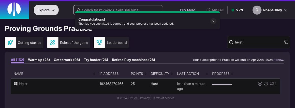 Heist pwned! #hacking #offsec #provinggrounds