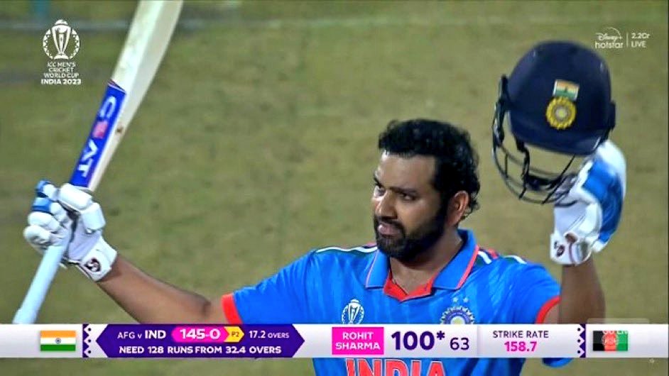 Rohit Sharma in ODI world cup - 

Century in 63 balls. 🐐 

There are some levels of the game 🔥