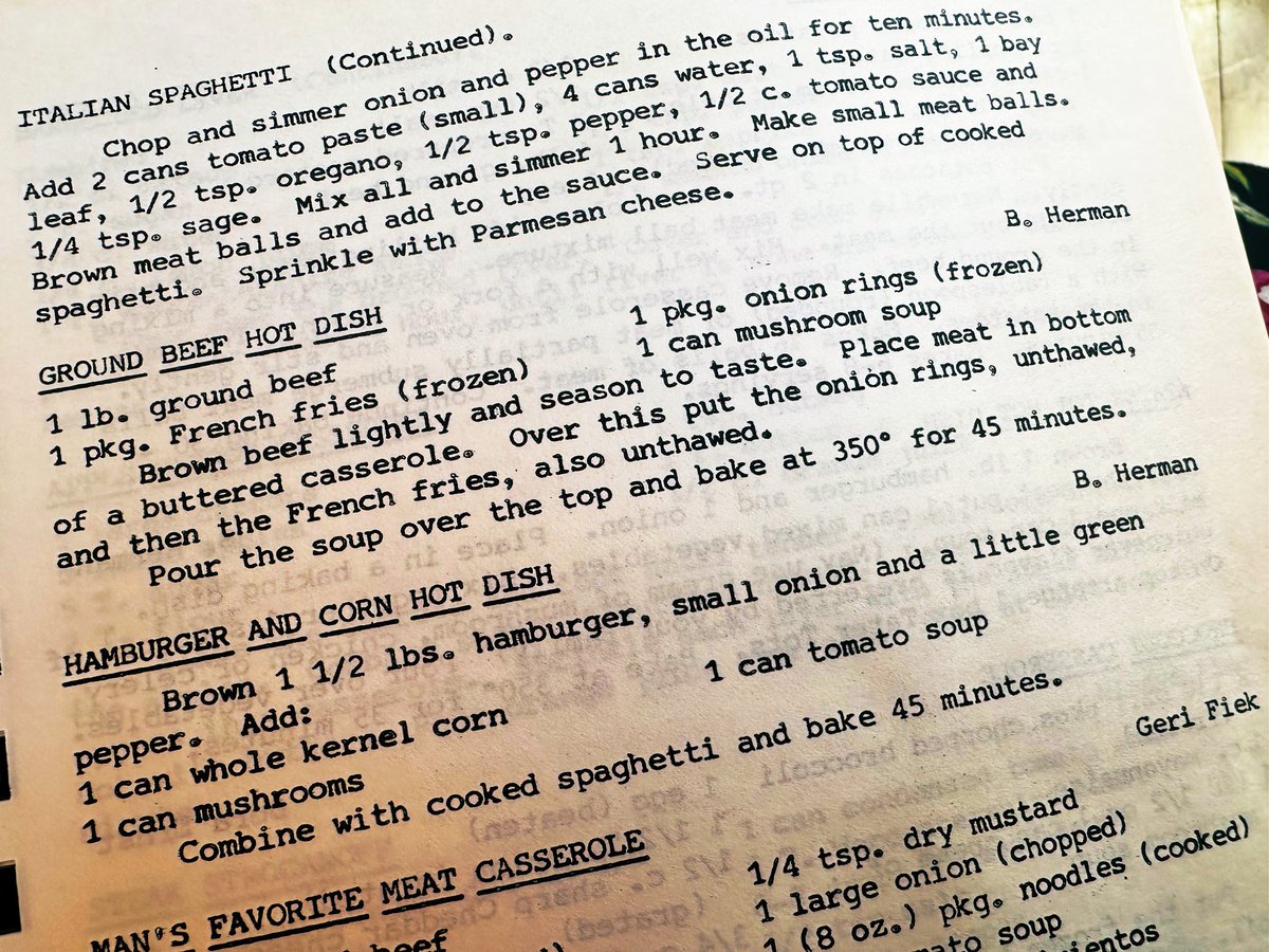 Ok, which one of you dudes wanna make this ground beef hot dish recipe and take photos for me!? I don’t wanna eat it, I just wanna see it!!! 😳 #VintageRecipe #1973