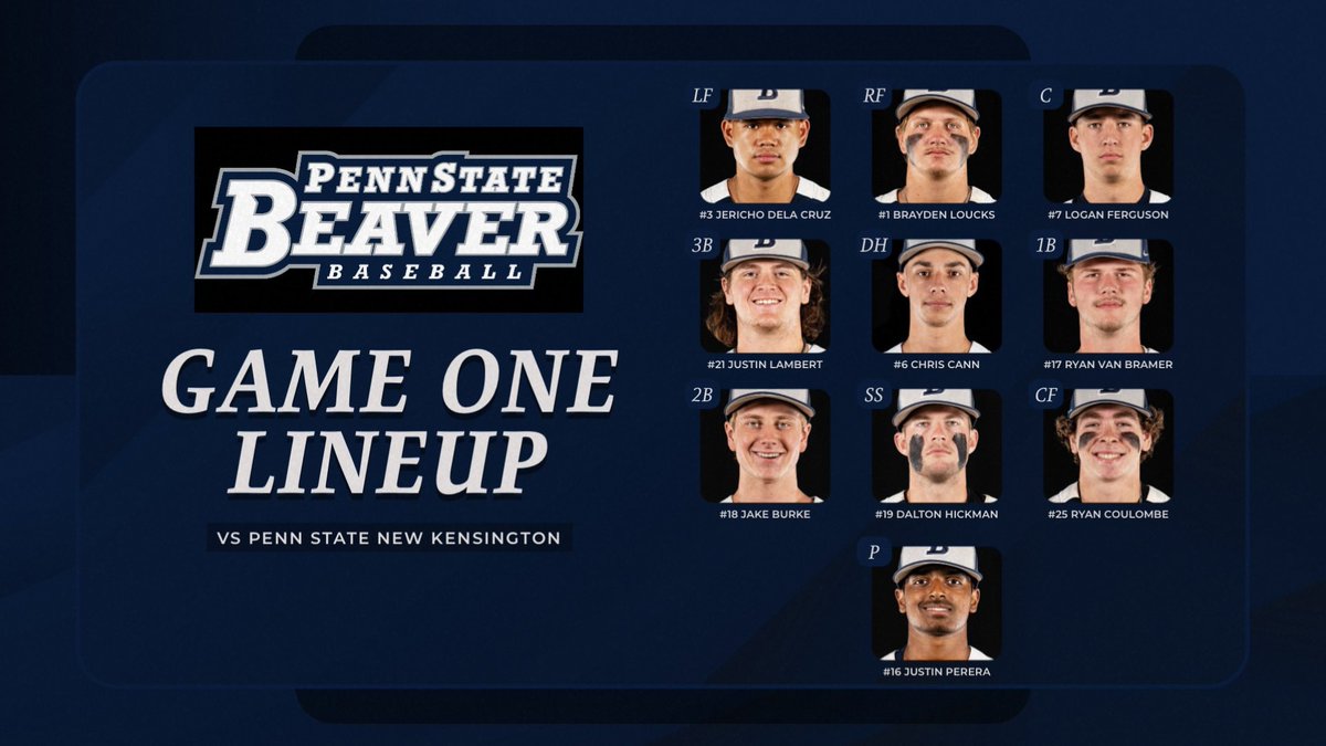 PSUBeaverBASE's tweet image. Game one lineup today vs Penn State New Kensington!