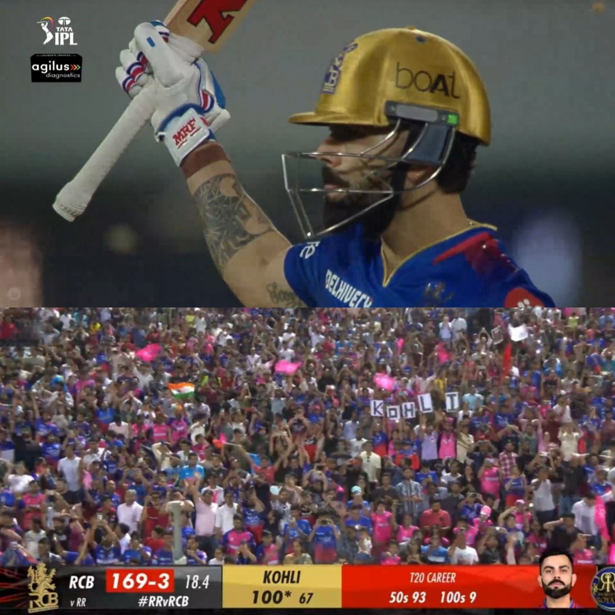 Kohli_Mania's tweet photo. NO VIRAT KOHLI FANS WILL PASS AWAY WITHOUT LIKING THIS POST

WHAT A CENTURY KING !! 

#IPL2024 #RRvsRCB #RRvRCB #RCBvsRR #RCBvRR #TATAIPL2024 
#ViratKohli #KingKohli https://t.co/mmjYLOjcRZ https://t.co/bUKeDmxDB6