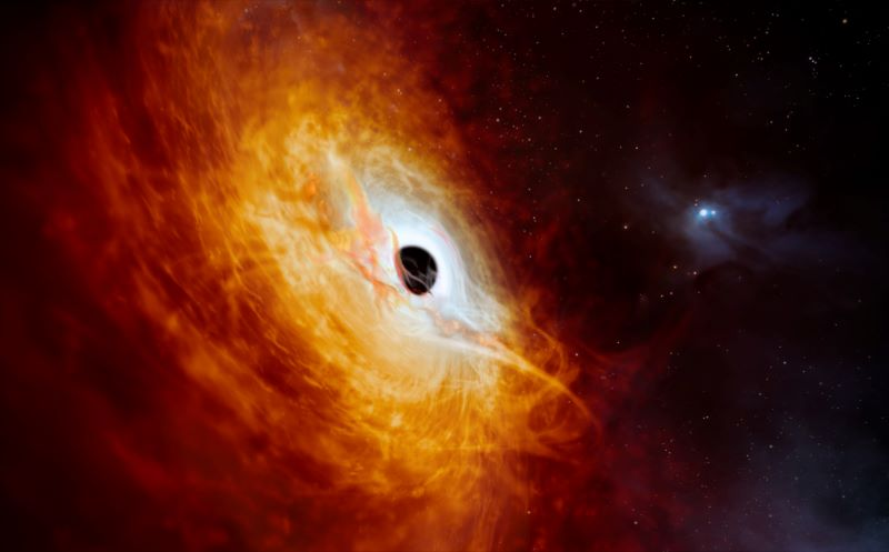Quel est l'objet le plus lumineux de l'Univers ? En l'état actuel des connaissances, il s'agit du quasar J0529-4351, observé à 12 milliards d'années-lumière, et en fait un trou noir monstrueux de 17 milliards de masses solaires avalant une masse solaire de matière PAR JOUR. 1/2