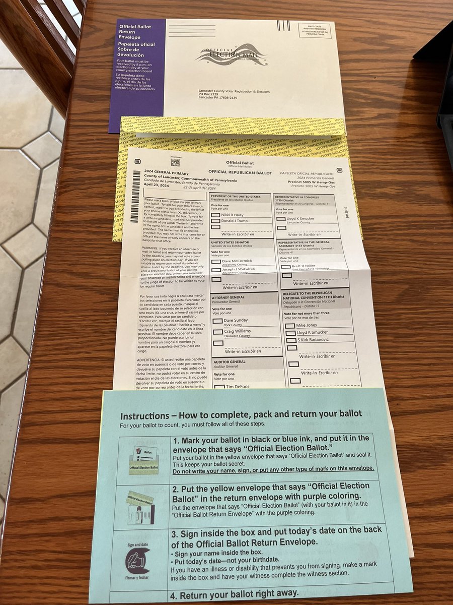 I just cast my vote by mail for @DaveMcCormickPA and our endorsed @PAGOP team! I look forward to doing all I can do help elect our outstanding slate of candidates this fall!