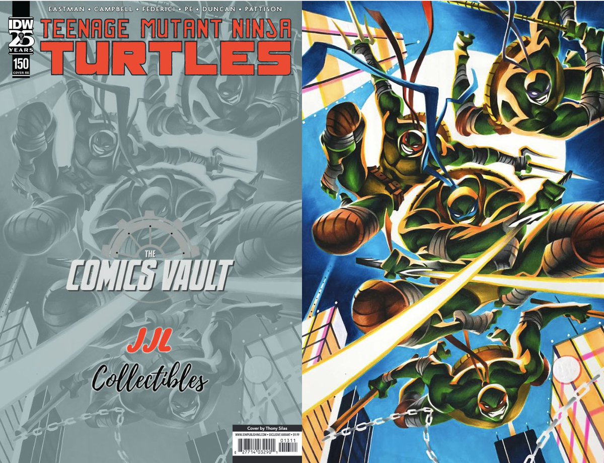 To celebrate #TheRoadto150 run by @mooncalfe1 and all the incredible art, we're doing a countdown of the RETAILER EXCLUSIVE covers for TMNT #150.

Today, we have a cover from Thony Silas for @Thecomicsvault1.

At your LCS on April, 24: comicshoplocator.com

#TMNT #VariantCover