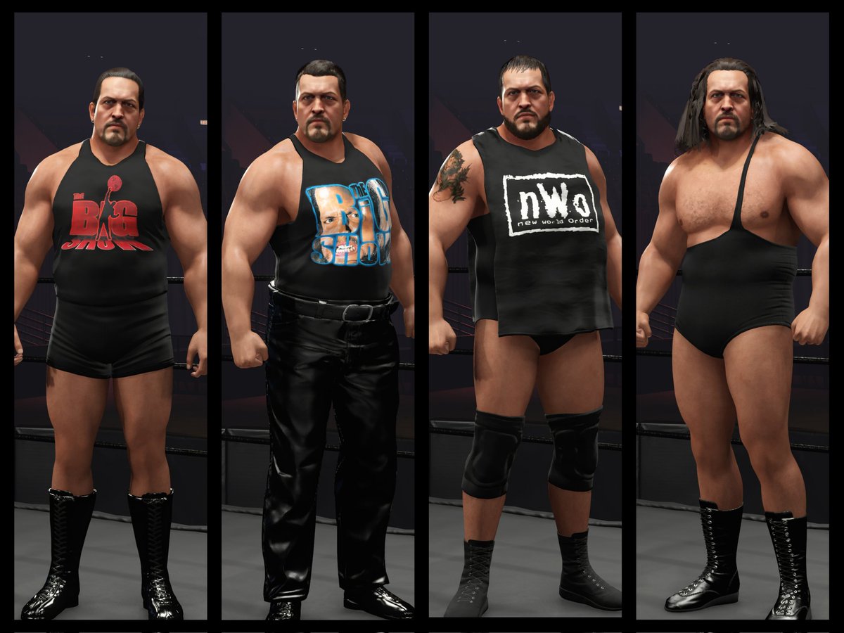 Younger Big Show has been reuploaded with thinner cheeks and jawline for  the era #wwe2k24, image size:1200x900