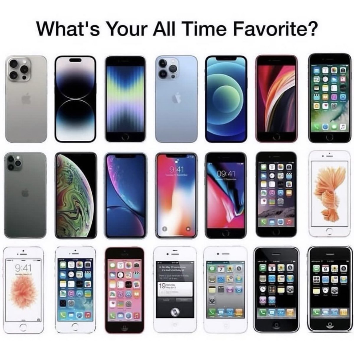 jaydenstech's tweet photo. What is your favorite iPhone of all time? https://t.co/r97HEGkvzS
