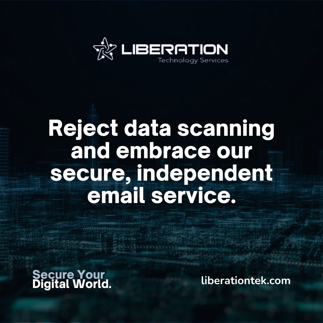 Protect your digital footprint with Liberation Email! Say no to data scanning and sharing by embracing our independent email solution.

Rest easy knowing your sensitive communications are safeguarded on our secure network. Take the first step towards data liberation today! 

 ...