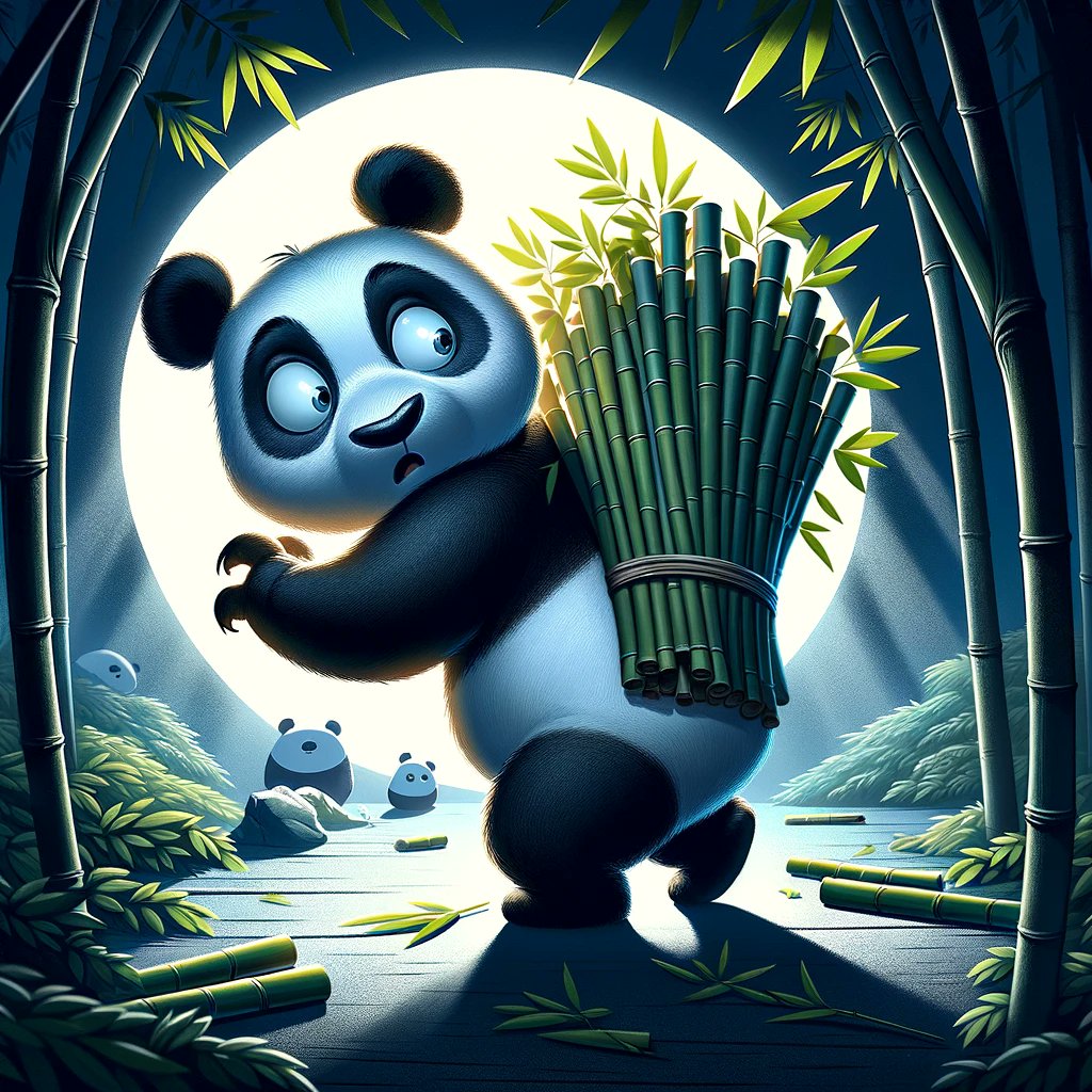 pandacoin_fi's tweet image. Caught in a bamboo-boo! 🐼🎋 When you're trying to sneak a midnight snack but get caught on camera. #Panda #Pandacoin