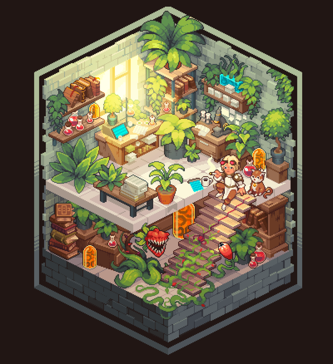 fomziepixels's tweet image. I love plants #screenshotsaturday #pixelart #indiegames #ドット絵