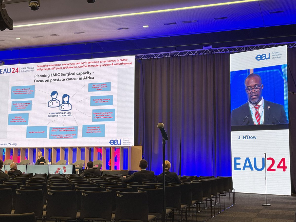 Great talk by @NDowJames contextualizing @TheLancet Commission recommendations on planning for the surge in #ProstateCancer in Africa and the critical importance of screening & early detection to reduce the proportion of late stage disease #EAU24