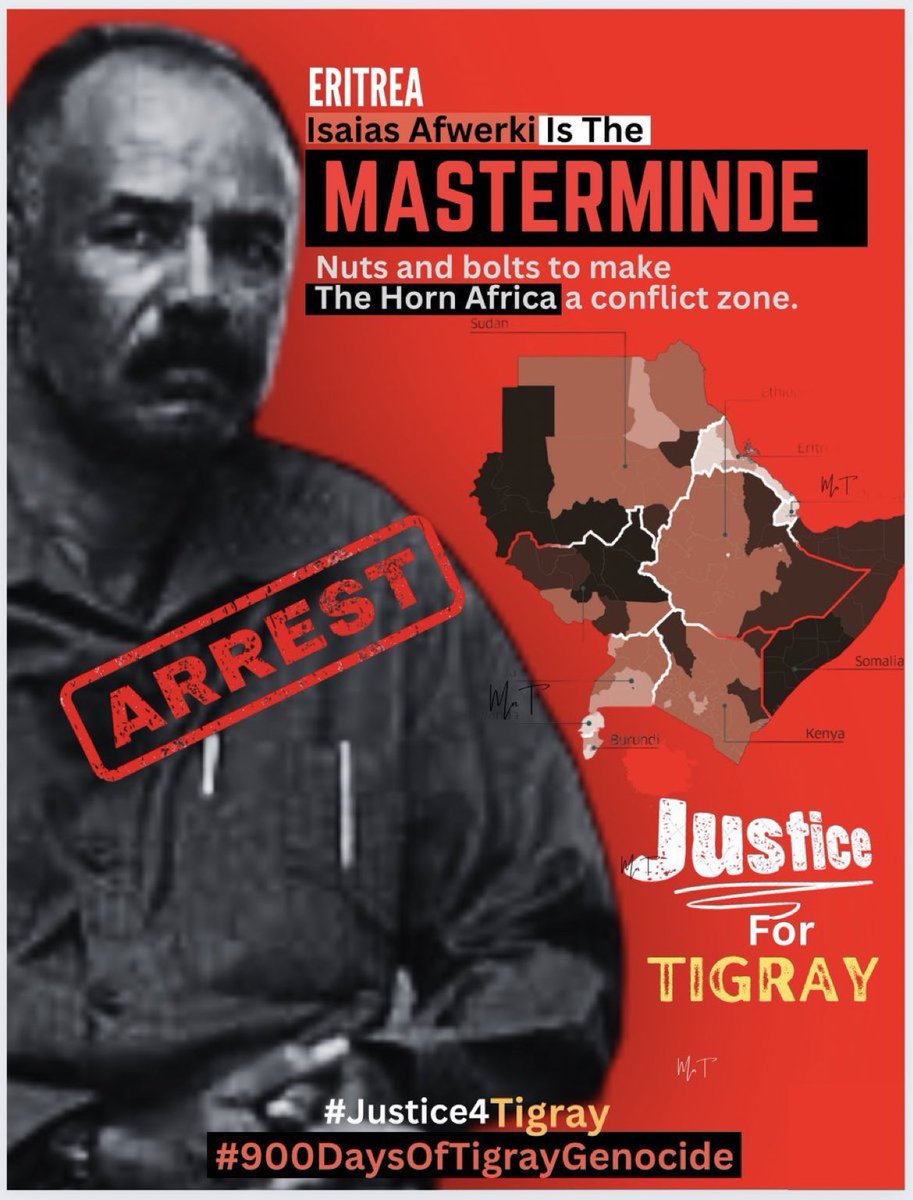 The dictator of Eritrea 🇪🇷 Isaias Afwerki is responsible for crimes against humanity, Eritrean troops have committed and continue to commit crimes including enslavement, imprisonment and disappearances, torture, rape and murder in #WesternTigray 

Bring Dictator Afwerki to ICC.