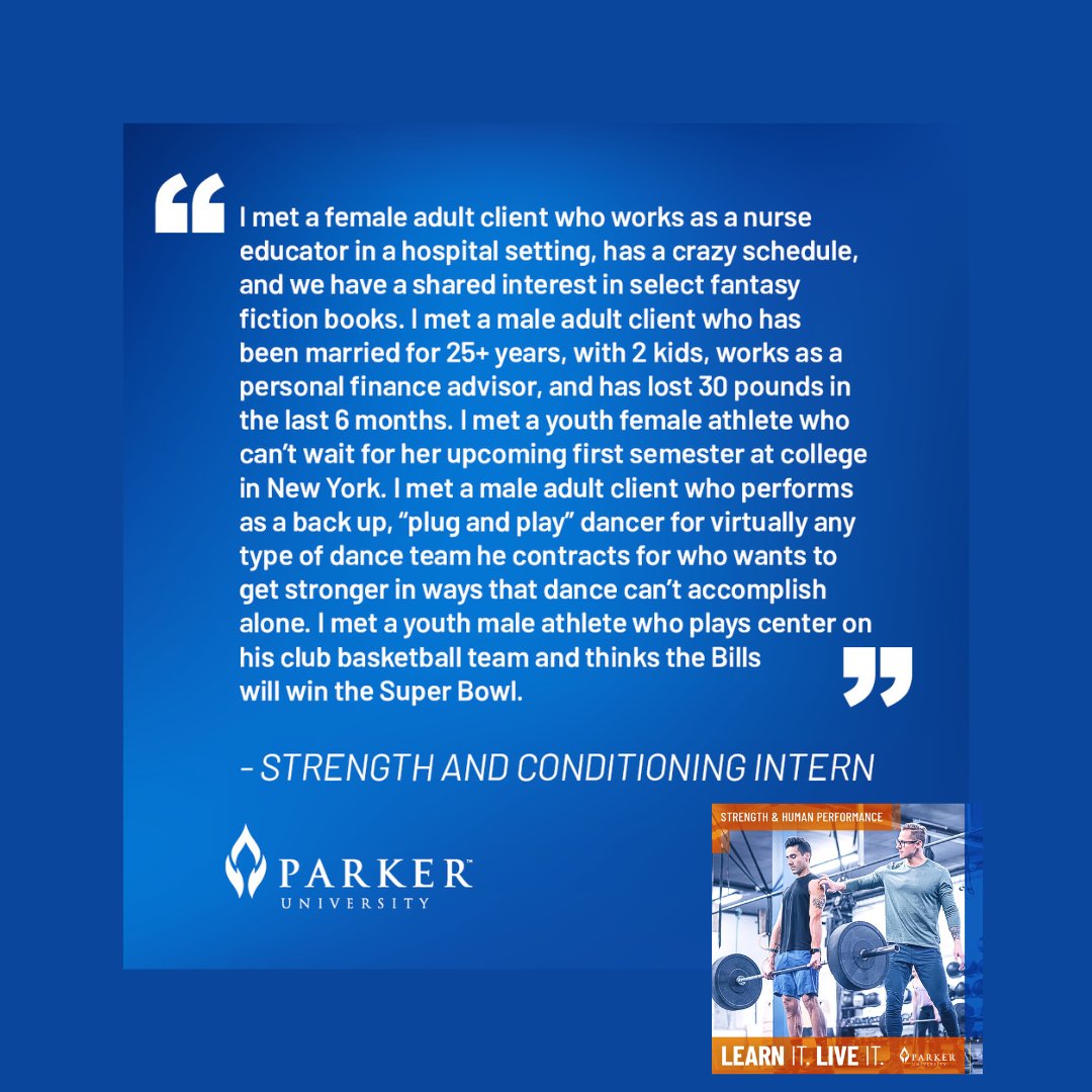 You never know who you'll meet in the dynamic world of Strength and Human Performance. Explore the opportunities in this rapidly expanding field. Learn more about the programs at Parker University today and discover how you can make your mark. Visit parker.edu/lp/shp-parker-… now.