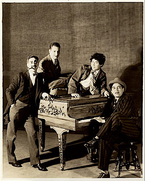 The 1925 Broadway musical-comedy, 'The Cocoanuts,' with Groucho as 'Henry W. Schlemmer' and Chico as 'Willie the Wop.'(!) For the 1929 film, Groucho's name was changed to the less-ethnic 'Mr. Hammer' and Chico became 'Chico' (also called 'Signor Pastrami' by Groucho and Dumont).