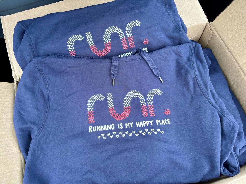 Running Is My Happy Place 💕 If you find running gives you the space to feel happy, then check out our range of hoodies & tees! PLUS you can use the discount code BIRTHDAY5 at the checkout & save £5 off any order of £25 or more!⁠ ⁠ runr.co.uk/collections/ha… #runr