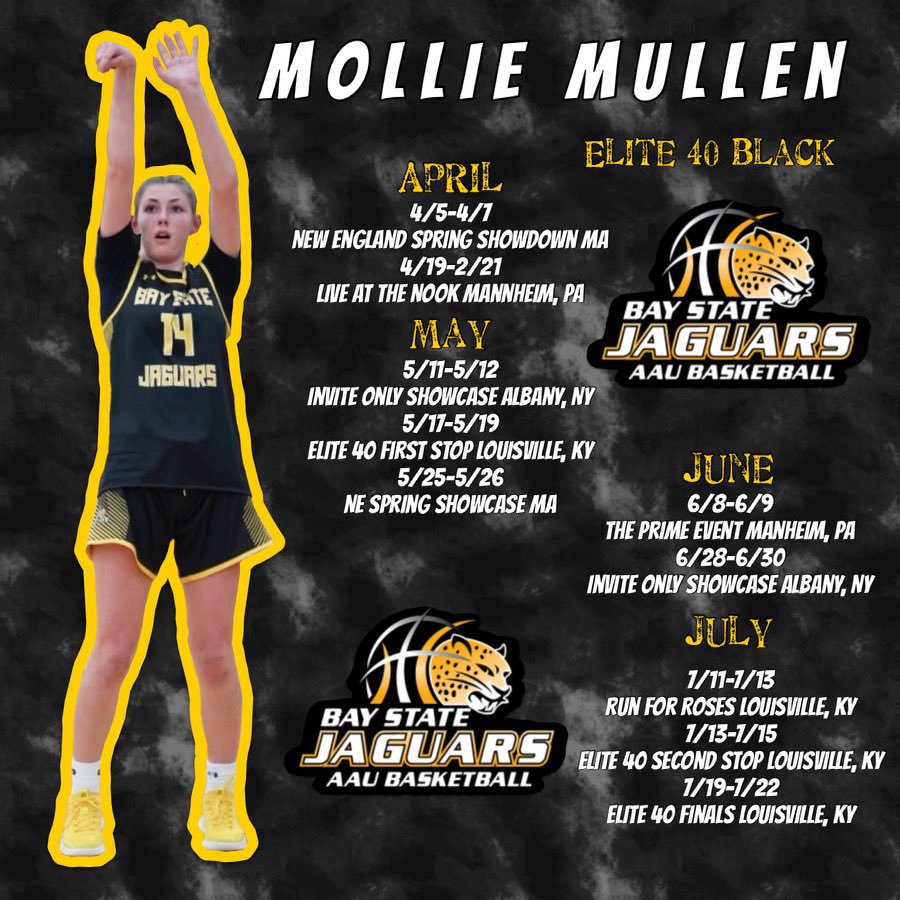 molliemull4's tweet photo. After ending my high school season with a State Championship🏆☘️I am so ready and so excited for this spring AAU season‼️Here is my schedule➡️➡️➡️@BayStateJags @LaurieBollin @mrodrigues423 @Feehan_GBball #springaau #girlsbasketball https://t.co/qc31CTyNkG