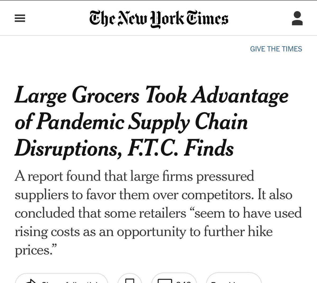 I’d be willing to bet you didn’t know the FTC just released a report about why grocery prices are high and that’s 100% due to corporate greed. I’d bet you probably hadn’t heard because mainstream media doesn’t think this is front page news. I’d bet they don’t think it’s front…