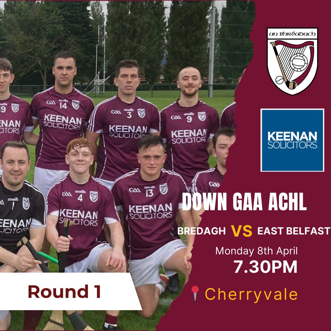 Another local derby coming your way this Monday. This time it’s our Senior Reserve Hurlers who face our neighbours East Belfast in Round 1 of Division 2 Down Hurling! Keenan Solicitors 🤝