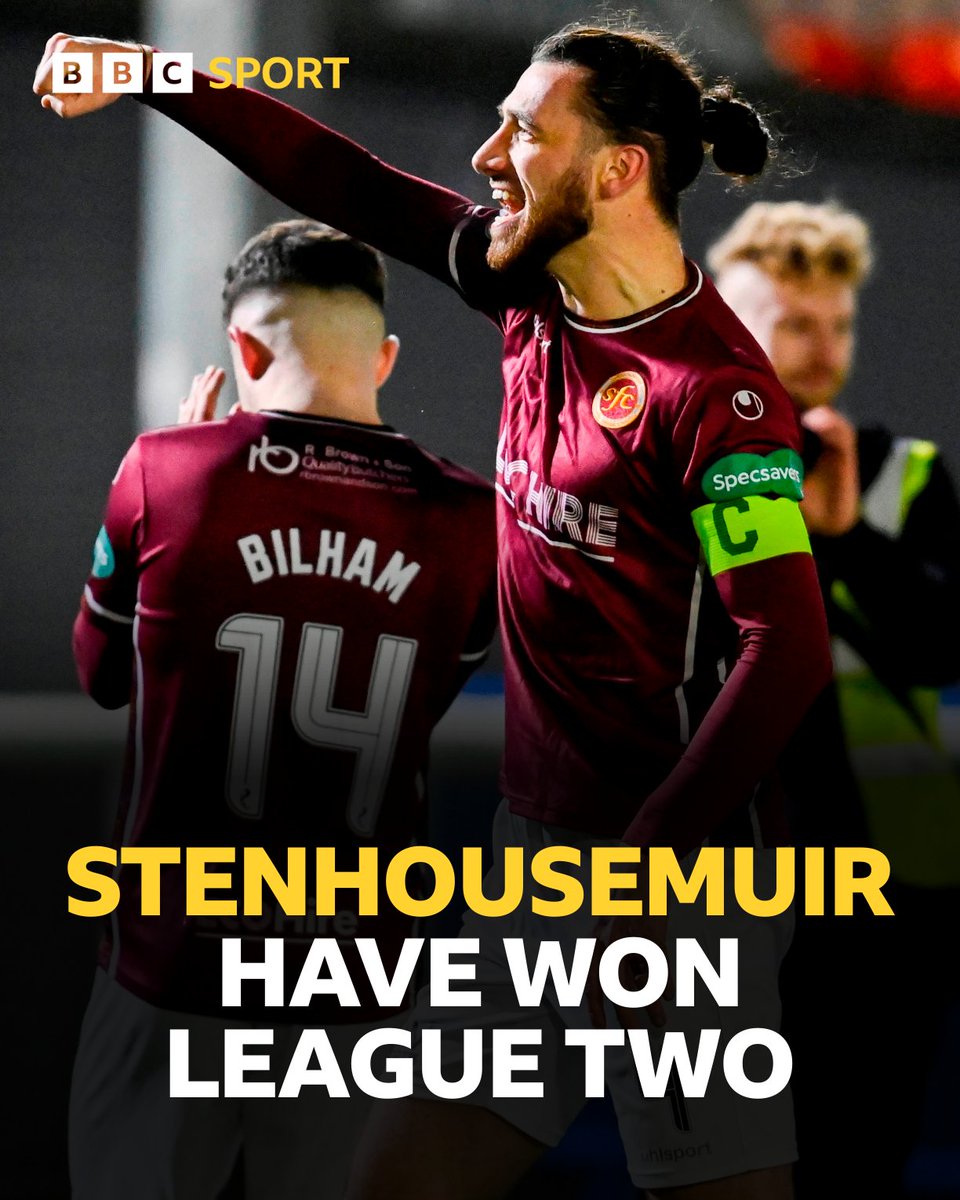Stenhousemuir are going up! 🆙 It's a first ever league title win for the Warriors! 🏆 #BBCFootball