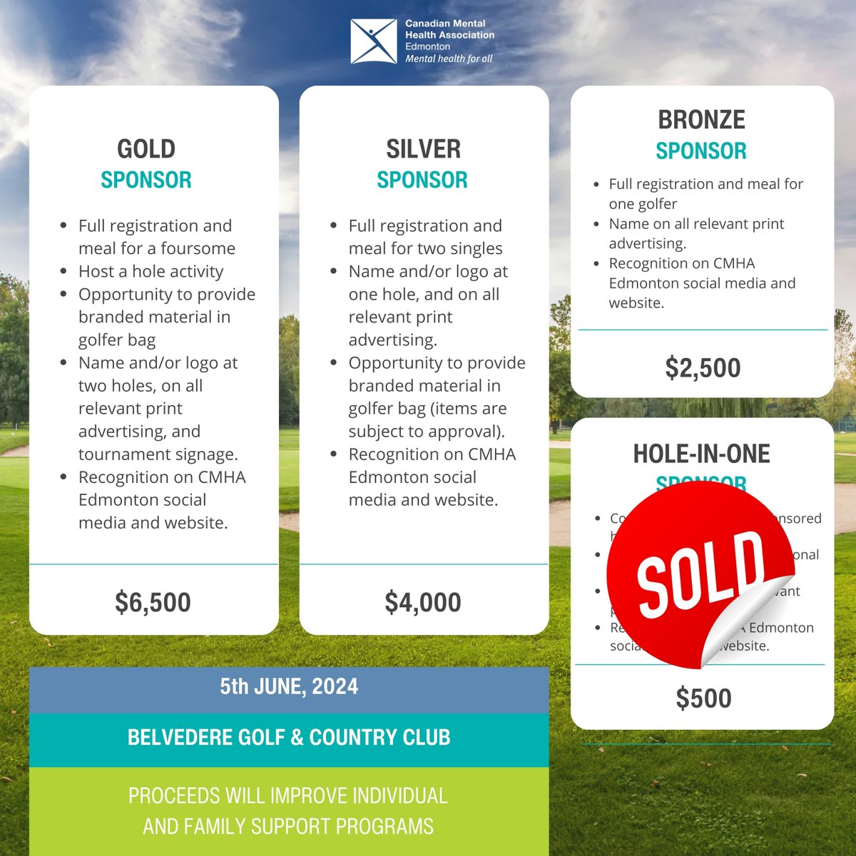 Looking for a new way to support Mental Health Services in Edmonton, AND get you business exposure to new demographics and audiences?! We've got you covered! DM us or email to secure one of our sponsorship level opportunities! #yeggolftournaments #cmhaedmonton