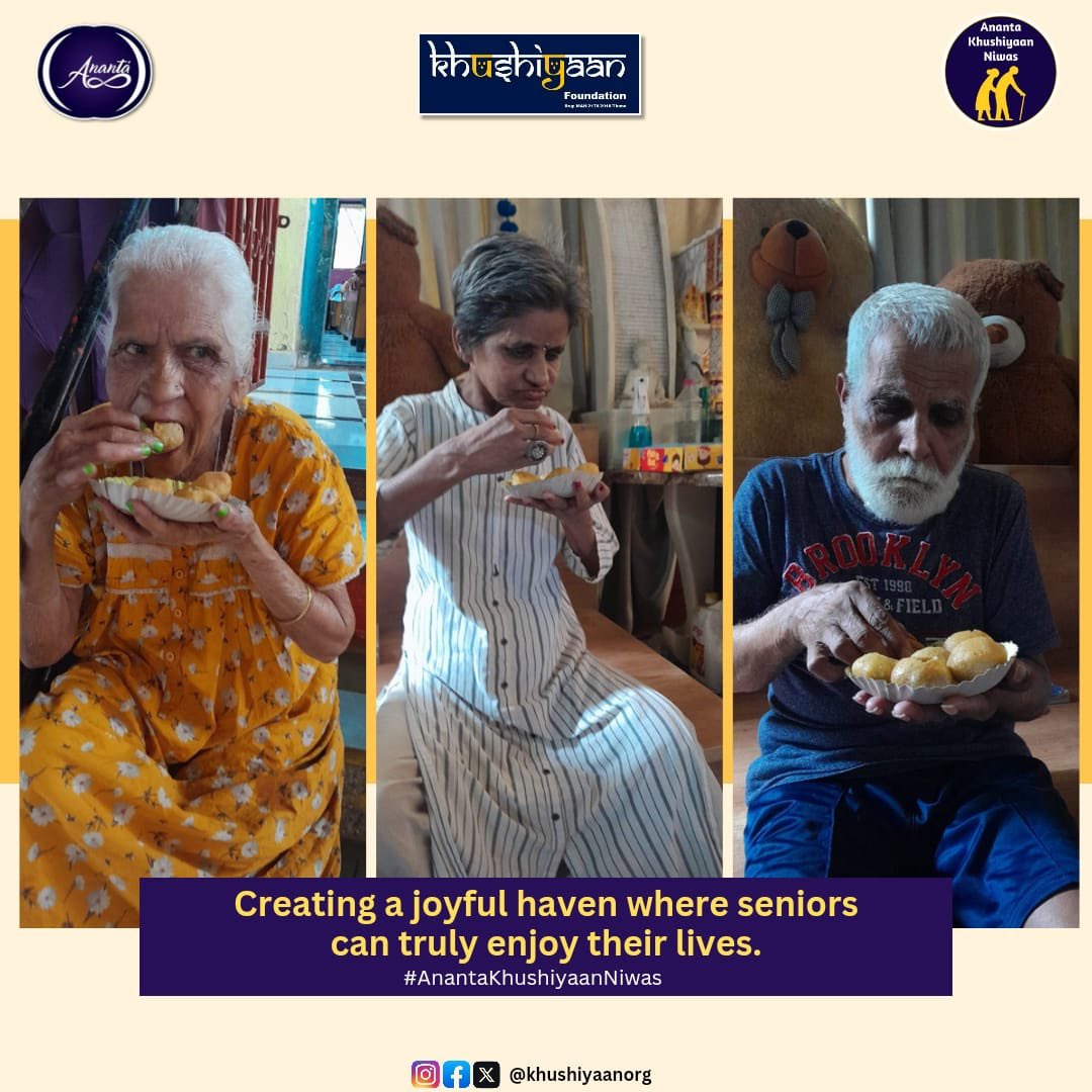 Elders savoring the simple joys: Sev Puri delight at the old age home.

📍 Khushiyaan Niwas

Thank you so much Digvijay Sir and Umita Singh Ma'am for blessing Ananta Khushiyaan Niwas❤️

#AnantaKhushiyaanNiwas #GenerationsOfLove #SeniorsLove #khushiyaanfoundation #oldagehome