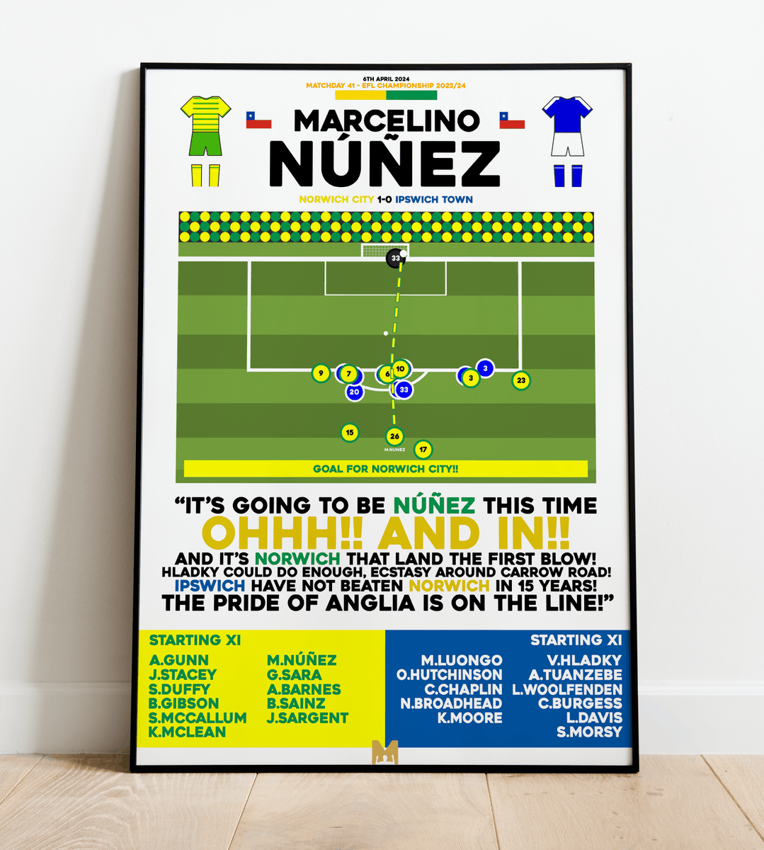 🚨NEW DROPS🚨 Congrats to the Canaires for winning the East Anglian Derby!🟡 We're happy to release a Framed Print to make any Norwich City Fan Happy!🔰 Marcelino Núñez v Ipswich Town🇨🇱 CODE: ‘NCFC' for 15% OFF All Norwich Items✅ ➡️mezzaladesigns.co.uk/collections/no… #NCFC #OTBC