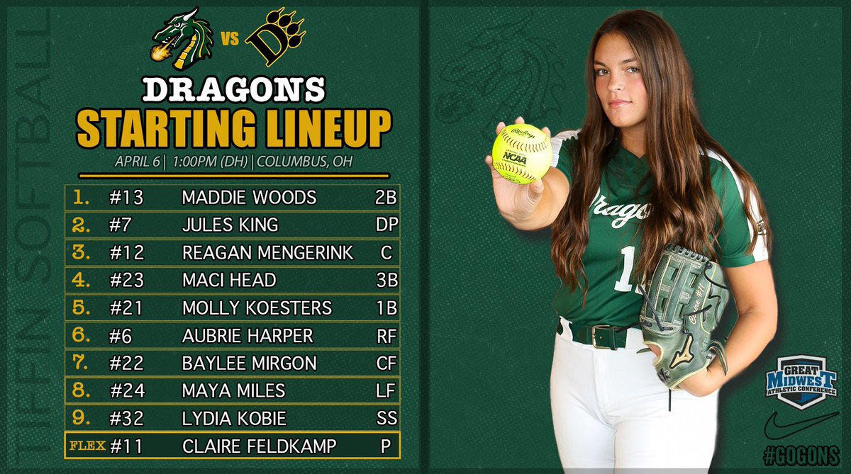 Starters for game 1 today @ ODU. #GoGons