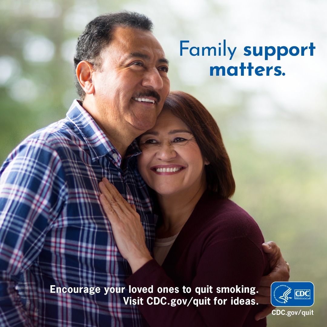 April is National Minority Health Month. Research shows family support plays an important role in smoking cessation among racial and ethnic minorities. Your encouragement is key to helping your loved ones on their quit journey. Find ideas at cdc.gov/quit