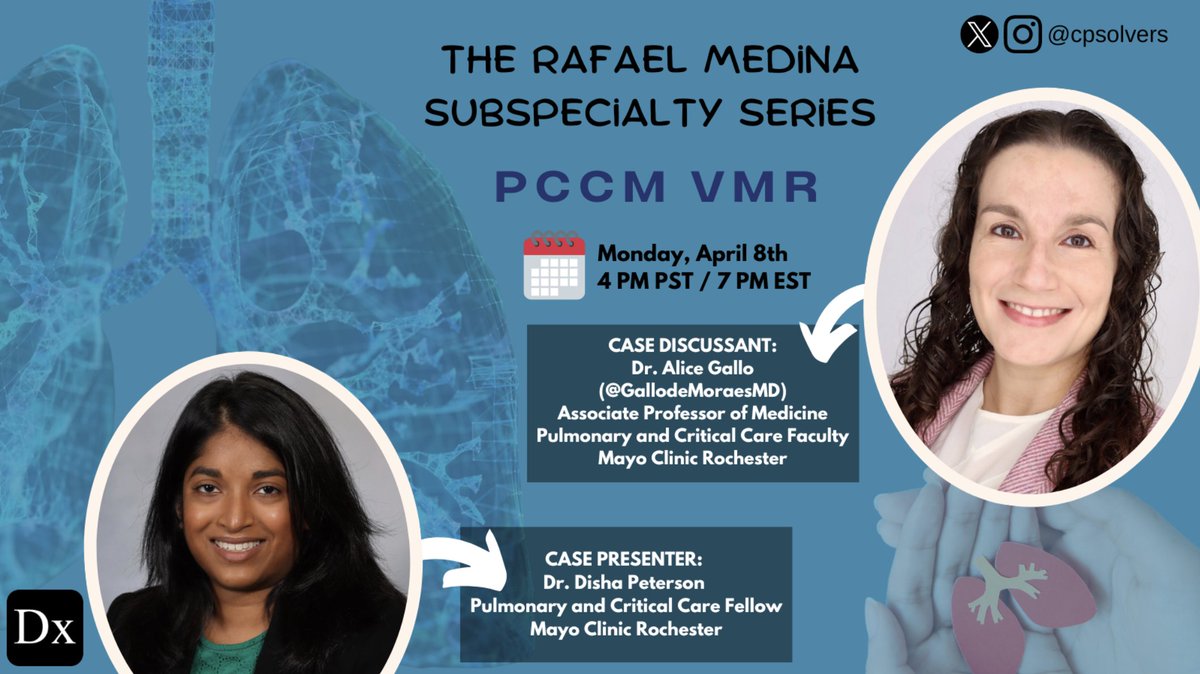 #MedTwitter This one will be sure to *take your breath away* Join us for a Pulmonary and Critical Care subspecialty VMR on Monday April 8 at 7pm EST with our esteemed speakers from Mayo Clinic, Dr. Peterson and @GallodeMoraesMD! Access for free here➡️ bit.ly/31LWIKg