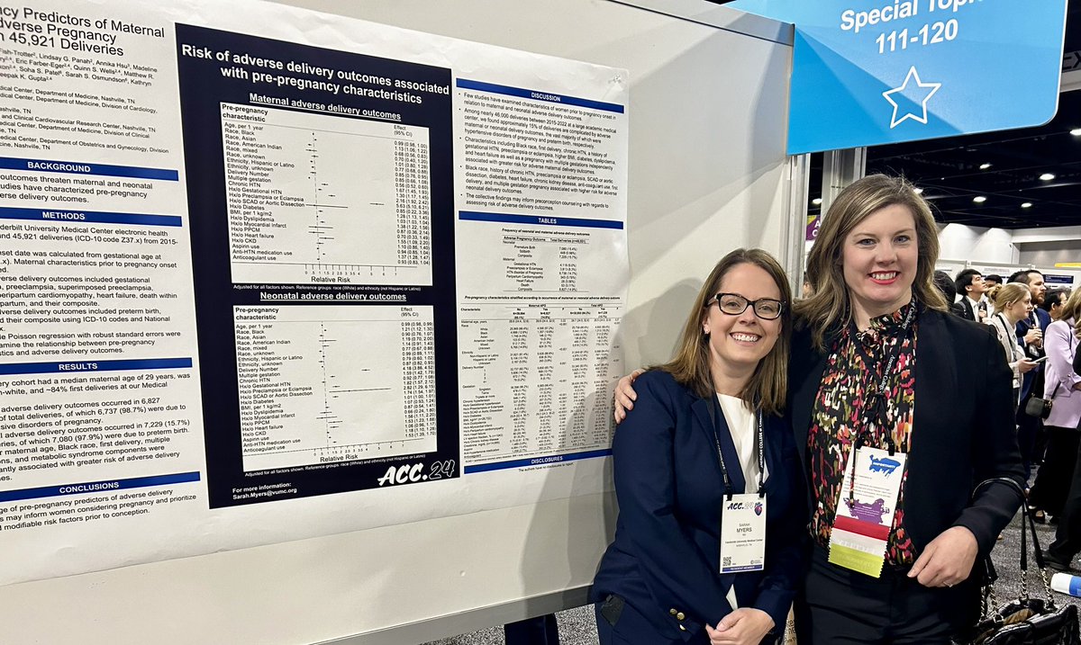 Congratulations @_sarahemyers on your #cardioobstetrics poster presentation at #ACC24 ! @VUMC_Medicine @vumccardsfit