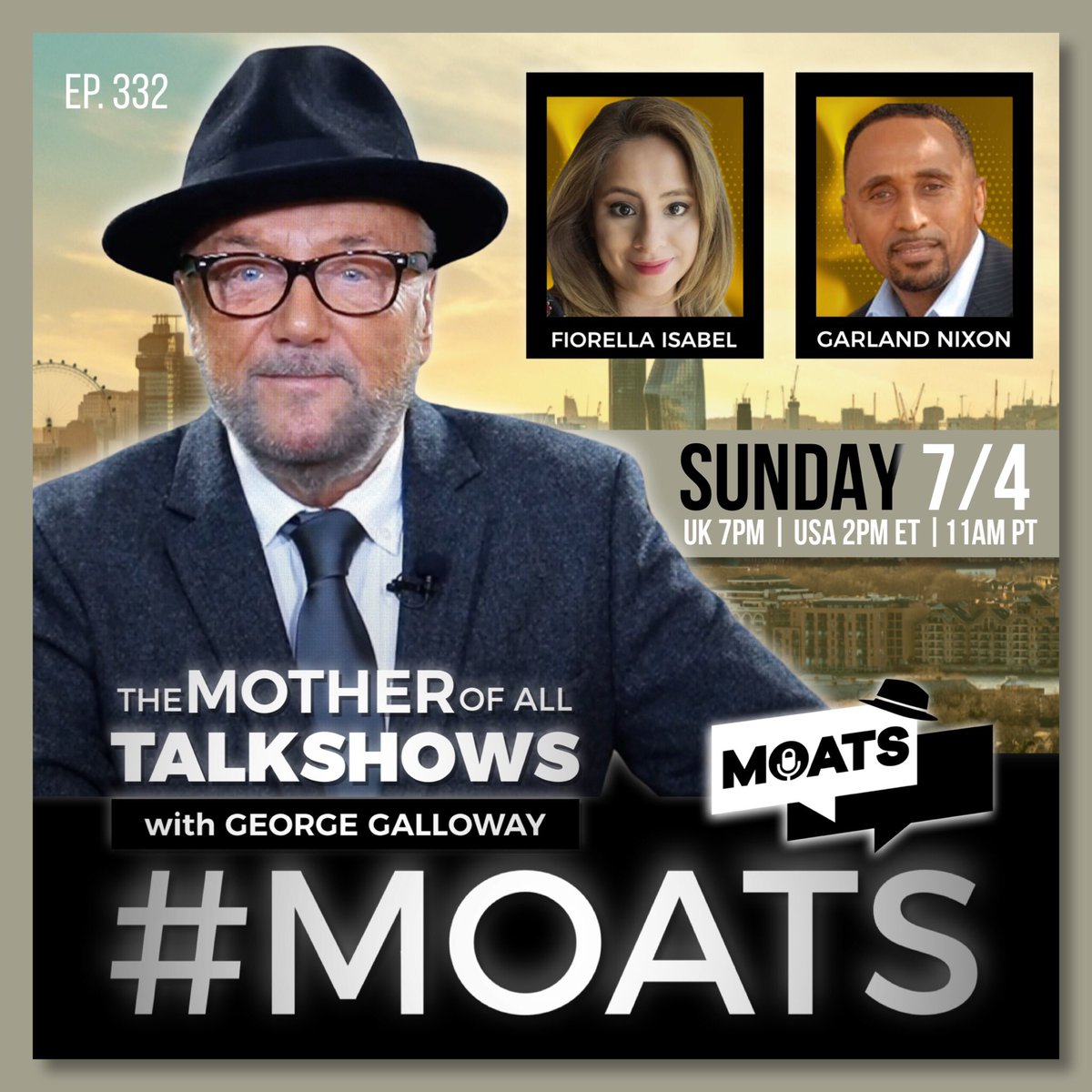 #SUNDAY Join me for The Mother of All Talk Shows! With guests @FiorellaIsabelM and @GarlandNixon #MOATS WATCH #LIVE 🇬🇧 7PM BST LONDON 🇺🇸 11AM PDT | 2PM EDT #AidWorkers #Gaza #Palestine #Israel #Biden #MoscowAttack #Starmer #UKLabour #Genocide #Rochdale