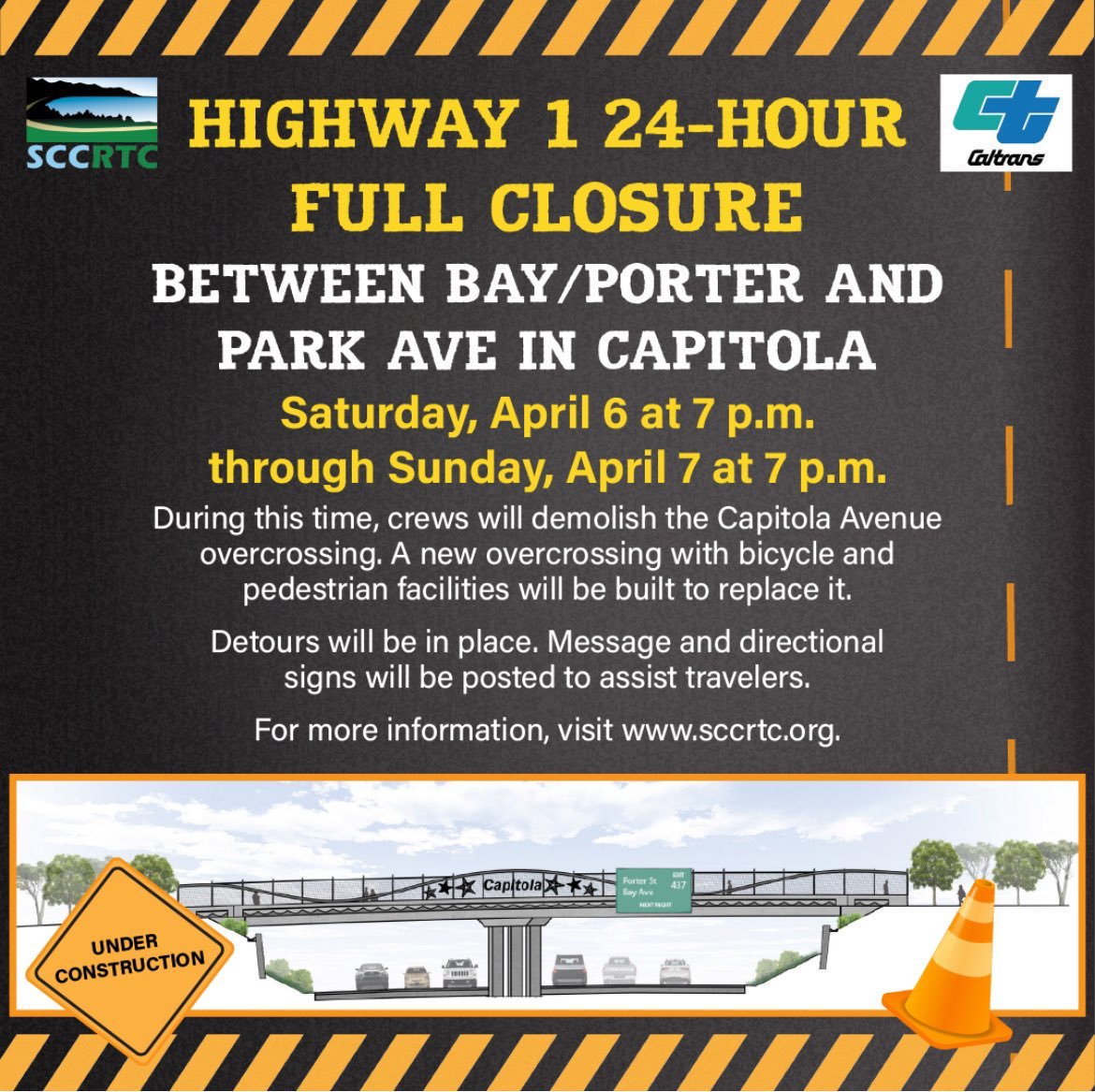 REMINDER: 24 hr closure starts TODAY at 7 pm.