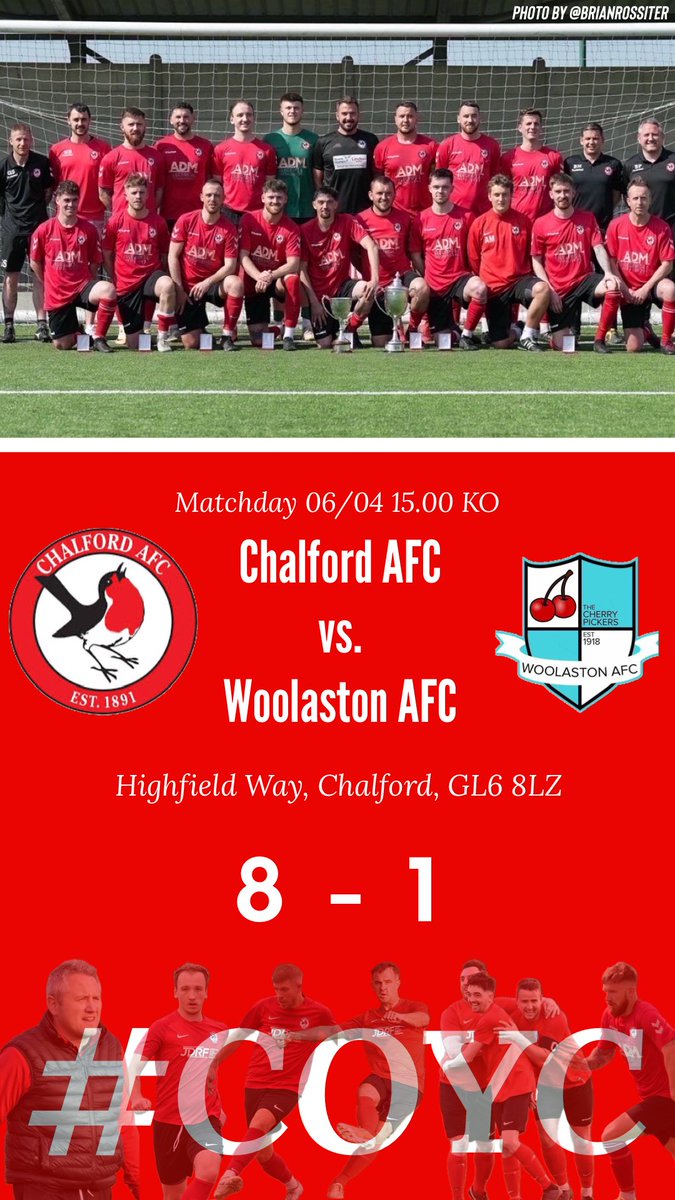 ⚽️ RESULT: @Chalford_AFC 8 - 1 @WoolastonFC 🥅 GOALS: @BMinnican 2 @rynhrry 2 @ryan_outram 1 @freddiew8479 1 @natbuckland_23 2 🏅MOTM: @natbuckland_23 #COYC #Chalford