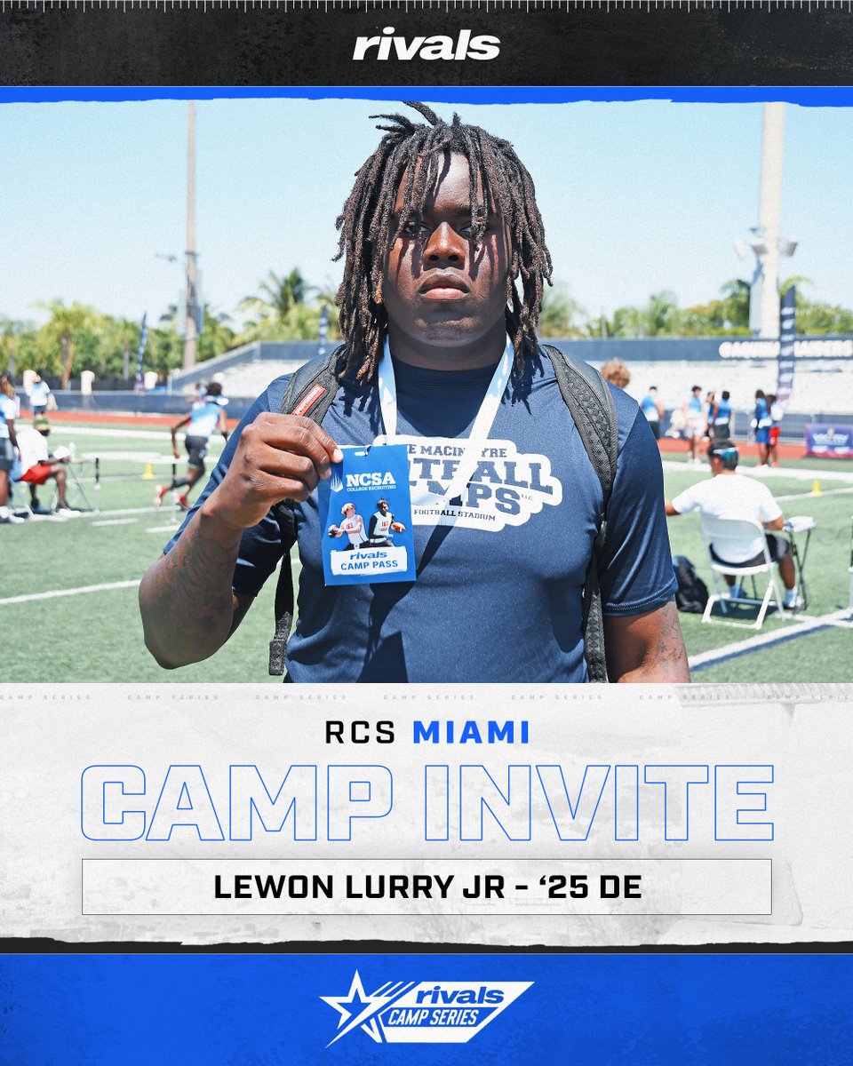 ✅INVITE STAMPED✅ Name: Lewon Lurry Jr Position: DE Class: 2025 Height/Weight: 6’3/235 🏫: Miami Northwestern Senior Hudl: bit.ly/43MDlNe @LewonLurry1 | @RivalsCamp | @ncsa | @TeamVKTRY