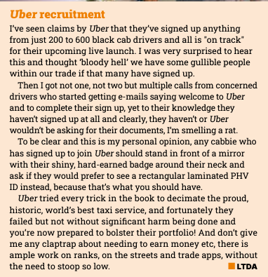 How on earth is TfL licensee Uber getting their hands on TfL held personal data relating to TfL licensed taxi drivers operating TfL licensed hackney carriages working in the TfL regulated London market?