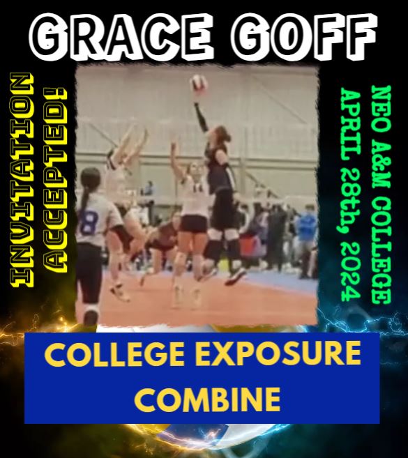 We are excited to announce that Grace Goff, a '25 MB/OH from Lighthouse & Carthage Spikers, has accepted our invitation to compete in the Exposure Combine at @NEOVOLLEY on April 28th!