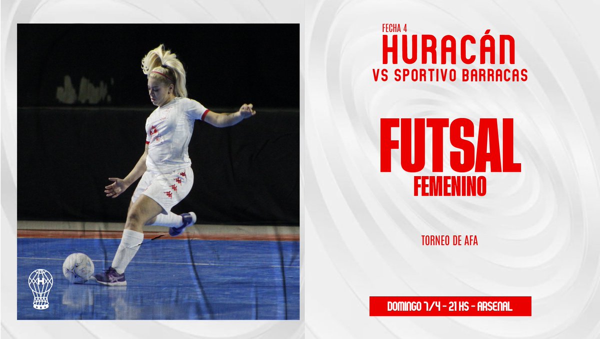 #Huracán 🎈 #FutsalFemenino

⚽ Este domingo 7/4, la Primera del Globo se enfrentará a #SportivoBarracas por la #Fecha4 de la Primera División del Torneo de @Afa desde las 21:00, en Arsenal