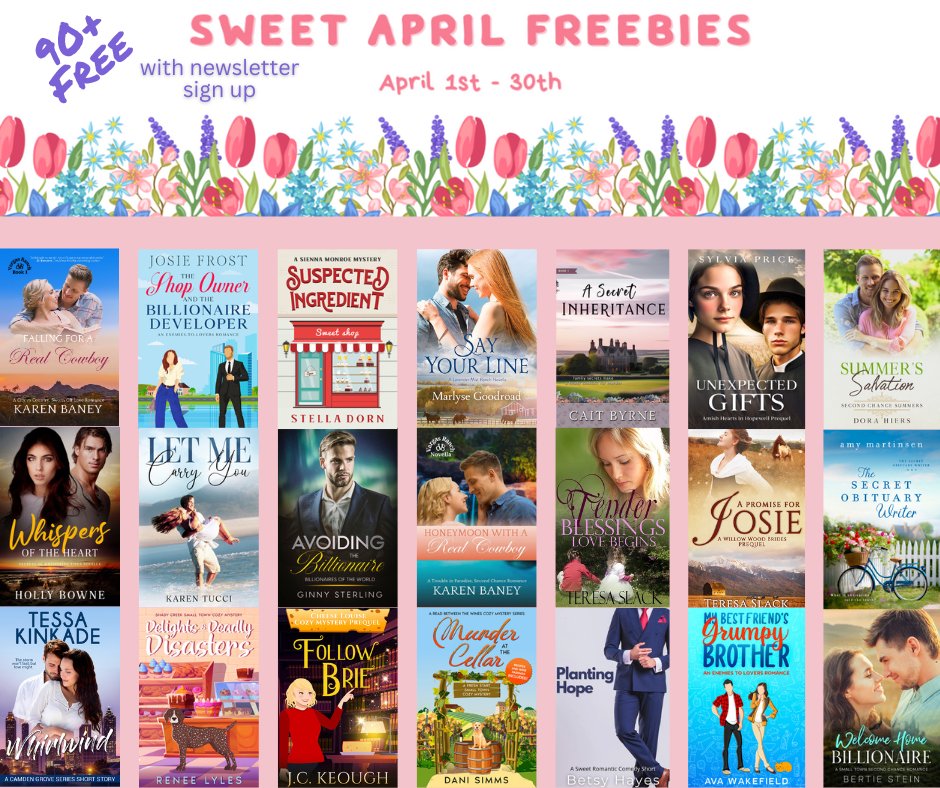LAST CHANCE to pick up 90+ Free Sweet Romance & Cozy Mystery Novels (with newsletter sign up)

books.bookfunnel.com/sweetaprilfree…

#sweetromance #cleanromance #cowboyromance #cozymysterybooks #romcom #billionaireromance #freebooks #freeebooks #inspyromance